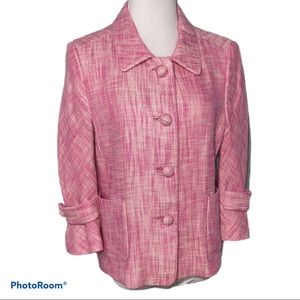 J. Crew Pink Tweed Jacket Blazer Size 12